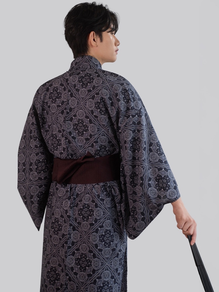 Kimono traditionnel de Style japonais pour hommes, avec ceinture, Anti-rides, imprimés confortables, Yukata, peignoir de maison, Costume de Cosplay