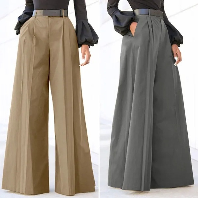 Pantalon à jambes larges pour femmes pantalons pour femmes pantalons Palazzo été imprimé recadrée lin confortable Baggy pantalon avec VêTements Femme