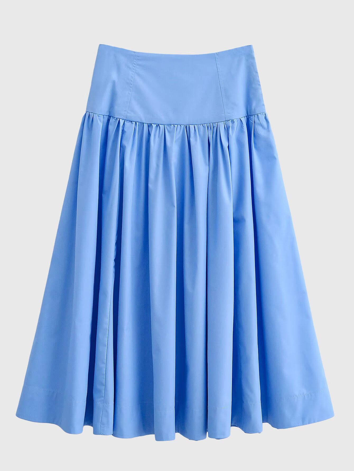 Jupe trapèze décontractée bleue style français pour femme, nouvelle collection printemps-automne, jupe à volants taille haute mi-longue en fibre de polyester
