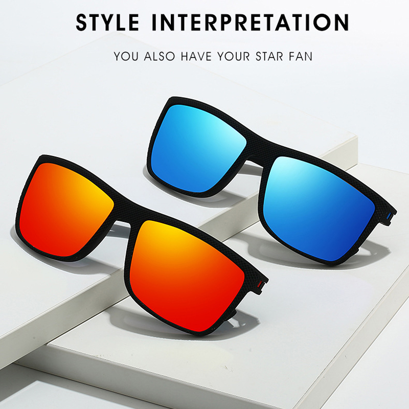 Lunettes de soleil polarisées carrées pour hommes et femmes, monture légère, avec protection UV