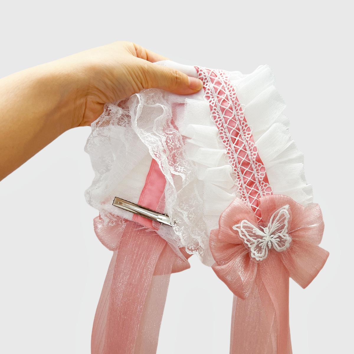 Serre-tête style voile pour femmes et filles, Harajuku, à volants, en dentelle florale, avec nœud, style Lolita gothique, accessoires pour cheveux.
