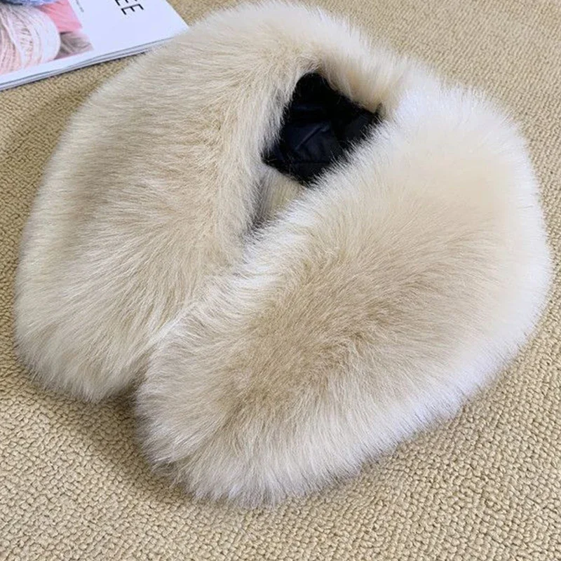 Col en fausse fourrure de renard pour hommes et femmes, manteau en duvet, écharpe, design dissimulé, facile à porter, maintien au chaud confortable, hiver