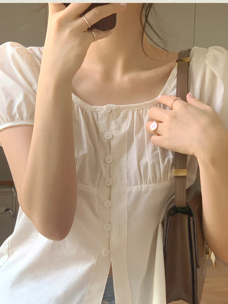 Chemises courtes à boutonnage simple pour femmes, court en coton, style japonais, rétro, vintage, décontracté, mignon, doux, été