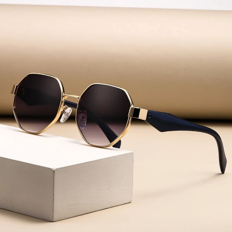 Lunettes de soleil rondes rétro à monture large, nouvelles lunettes de soleil irrégulières pour femmes, lunettes de luxe pour les vacances, les activités de plein air, le camping et la pêche pour hommes.