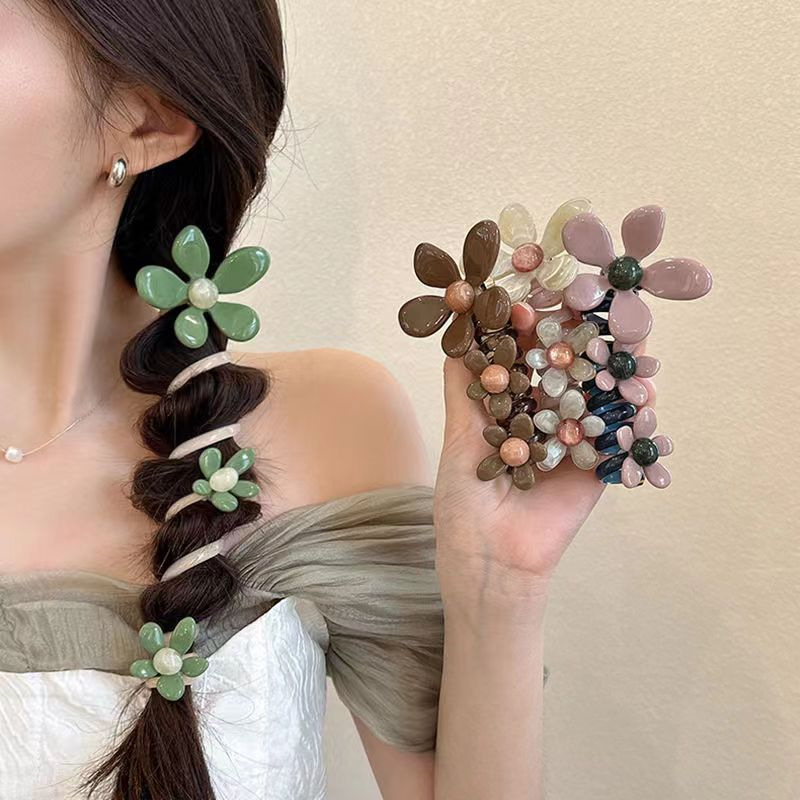 Élastiques à cheveux pour femmes, avec fleurs en perles, doux, élégants, tendance, accessoires pour cheveux à haute élasticité pour filles