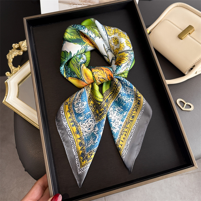 Foulard carré en soie imprimé fruits pour femmes, cravates de cou, Hijab doux, Foulard Bandana, décoration féminine, nouvelle collection 2026