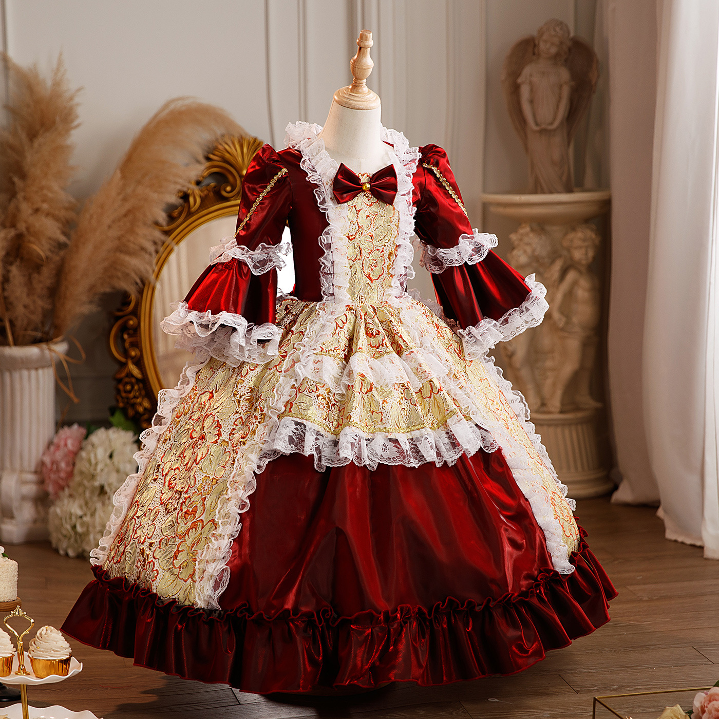 Tenue de carnaval Rococo pour enfants, robes de soirée Lolita victorien Marie Antoinette, Costume de Cosplay de fête de vacances pour enfants
