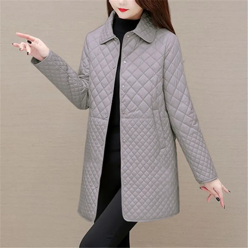 Manteaux matelassés à carreaux Midi pour femmes, mode féminine, vêtements coréens, solide, décontracté, épais, chaud, vestes à manches longues, nouvelle collection automne hiver