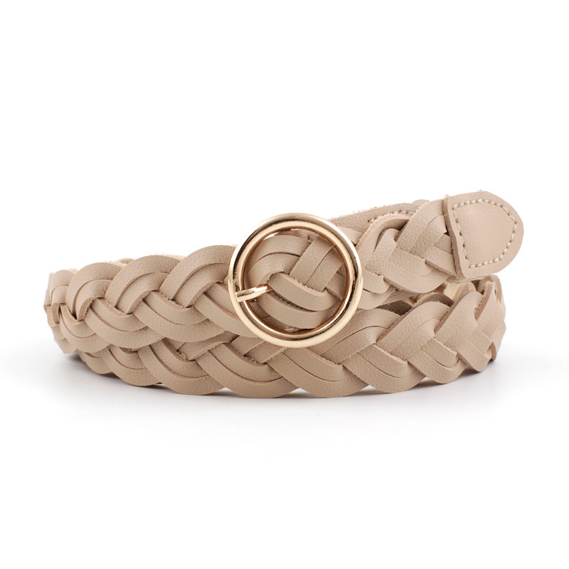 Ceinture pour femmes nouvelle mode polyvalente tressé Simple décoratif boucle ronde ceinture pour les femmes