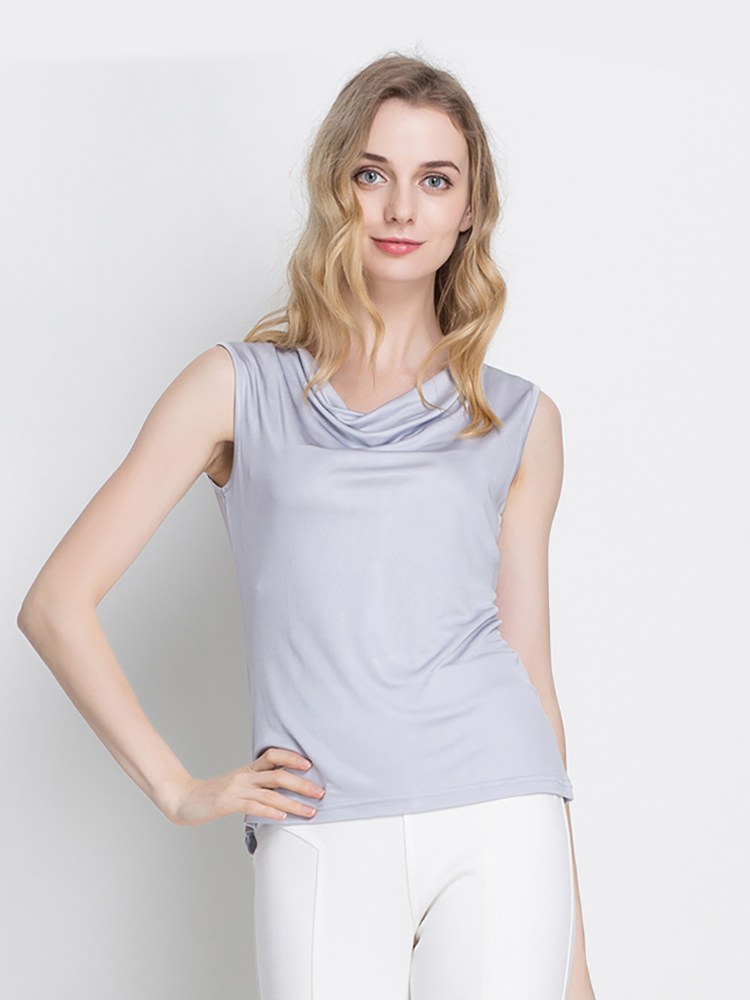 SuyaDream soie naturelle femmes Jersey réservoirs col drapé solide gilets d'été 2025 été t-shirt blanc noir rose