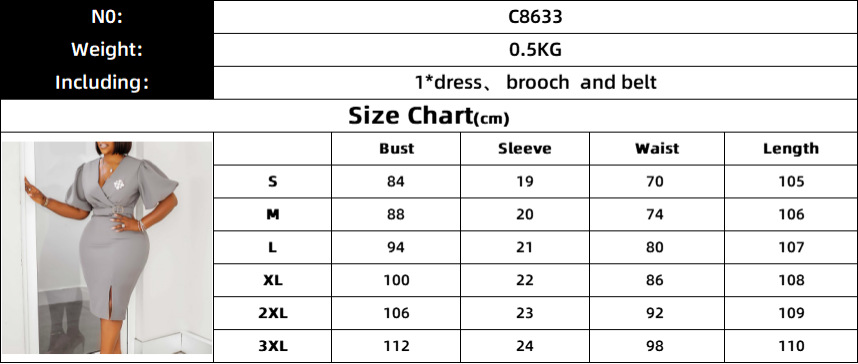 Robe de soirée de mariage pour invités, col en V, manches courtes lanterne, ceinture, broche fendue, couleur unie, élégante, moulante, Sexy, robes africaines féminines
