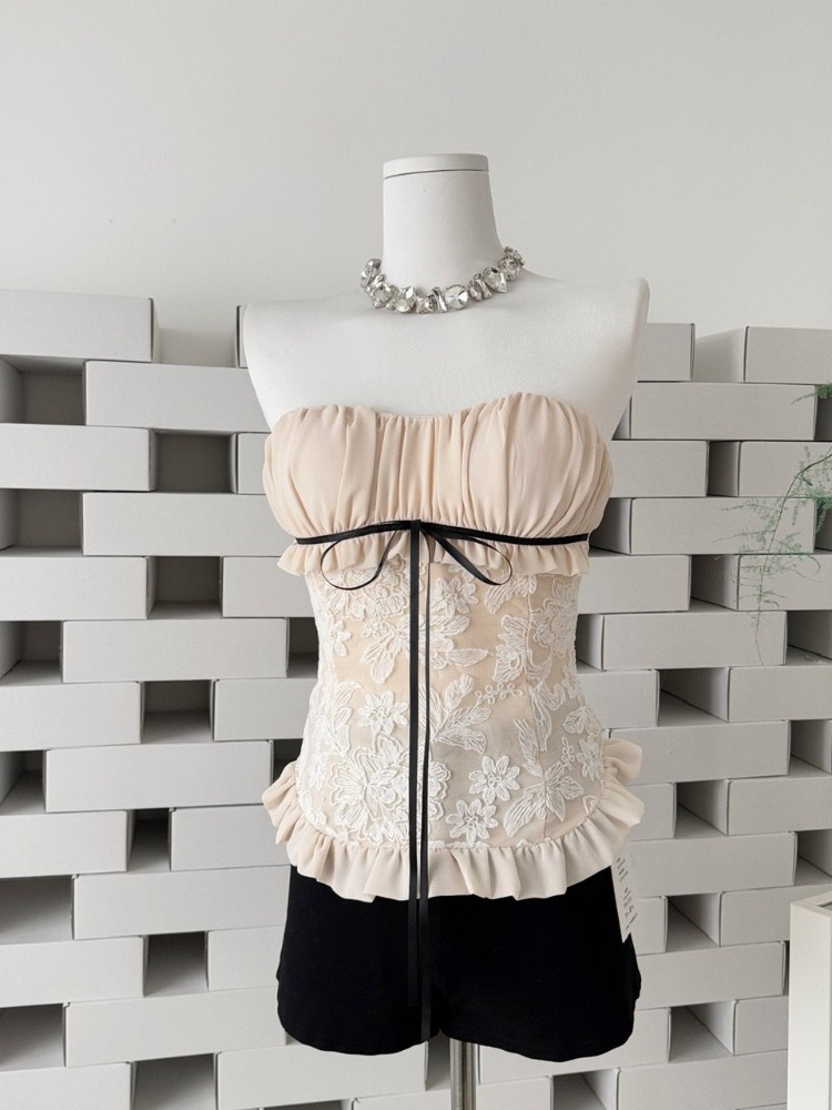 Nouvelle Camisole Femme en Dentelle Style Français, Débardeur Été Y2K Harajuku Tendance, Coupe Slim avec Nœud et Volants, Sans Manches