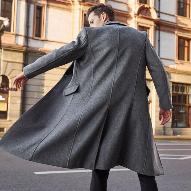 Automne hiver hommes laine manteau solide à manches longues vestes en laine polaire hommes pardessus Streetwear mode longue Trench manteau vêtements d'extérieur