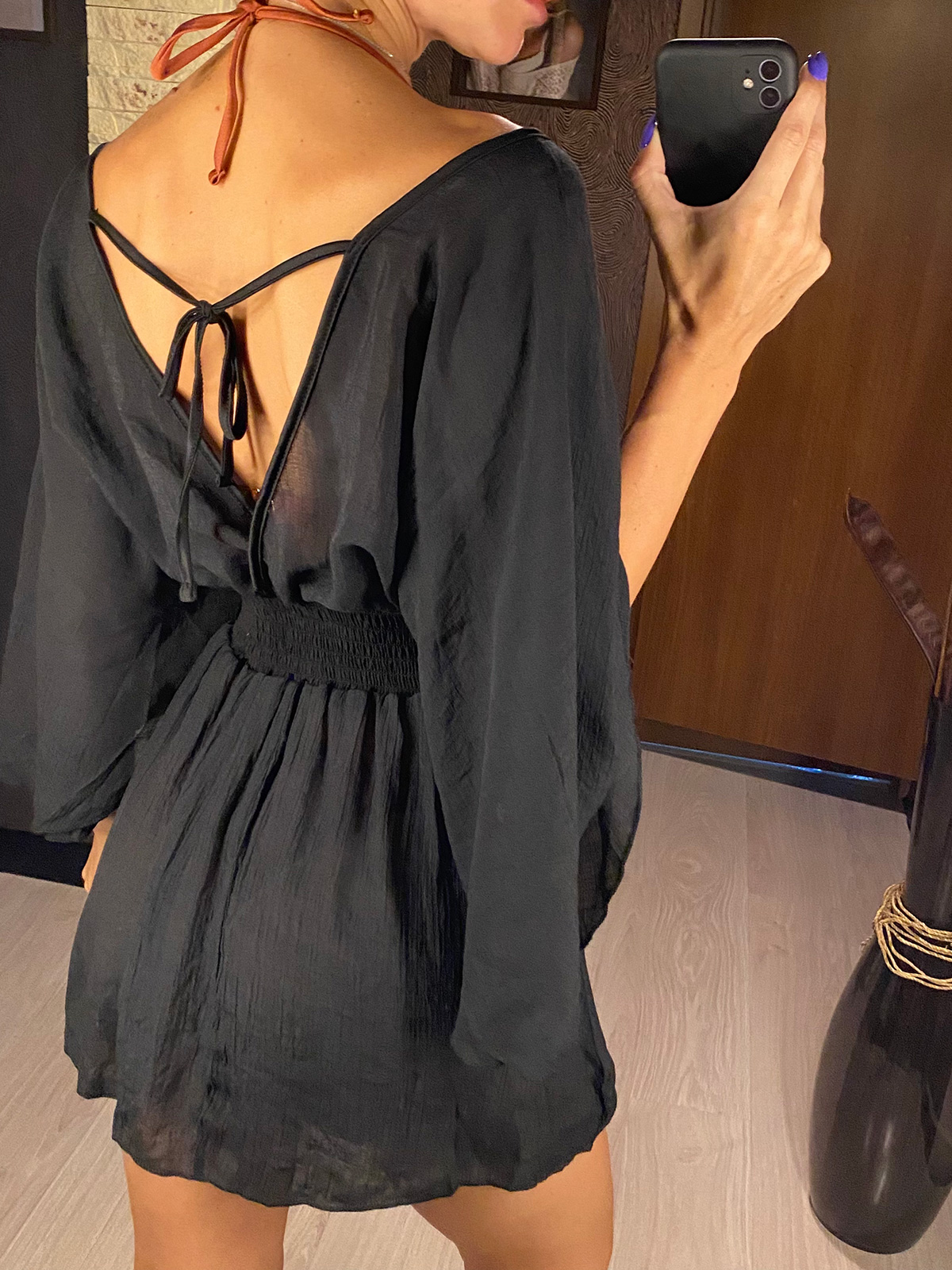 Nouveau Sexy col en V à manches longues dos nu en mousseline de soie tunique plage couvrir plage couvertures robe de plage vêtements de plage vêtements de plage V3840
