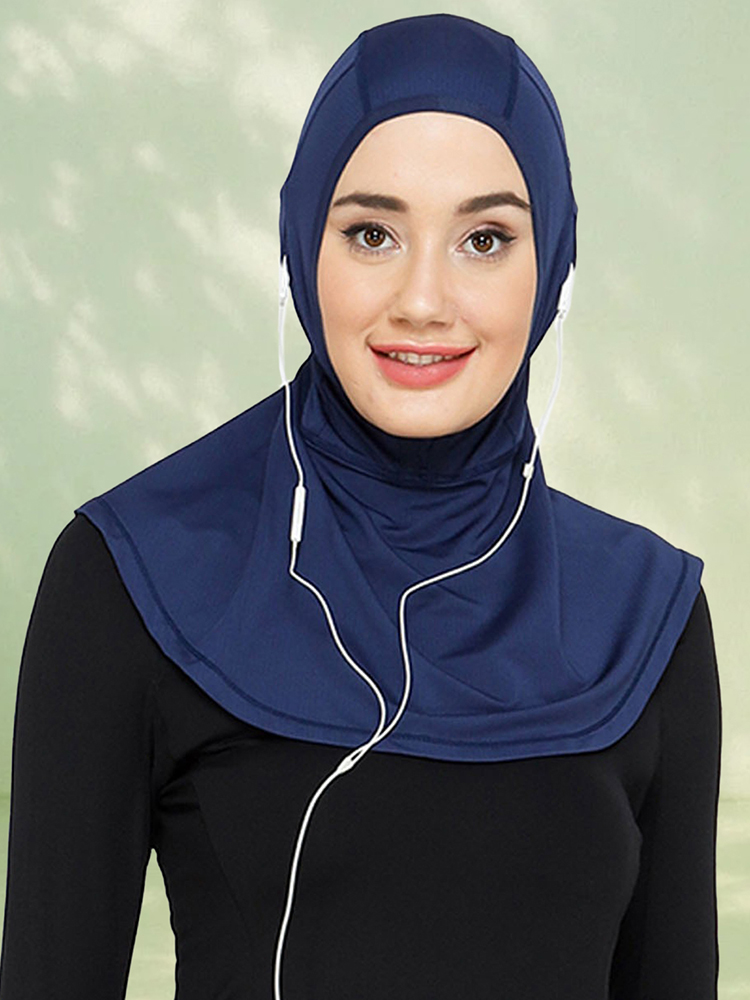 Foulard instantané musulman pour femme, foulard qui peut être porté avec des écouteurs, respirant, confortable, sportif ﻿