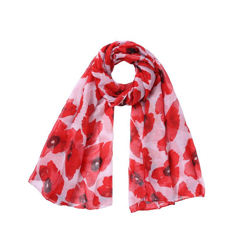 Écharpes et châles à motifs de coquelicots pour femmes, longs foulards à fleurs, hijab, écharpe de plage, bandana, 6 couleurs.