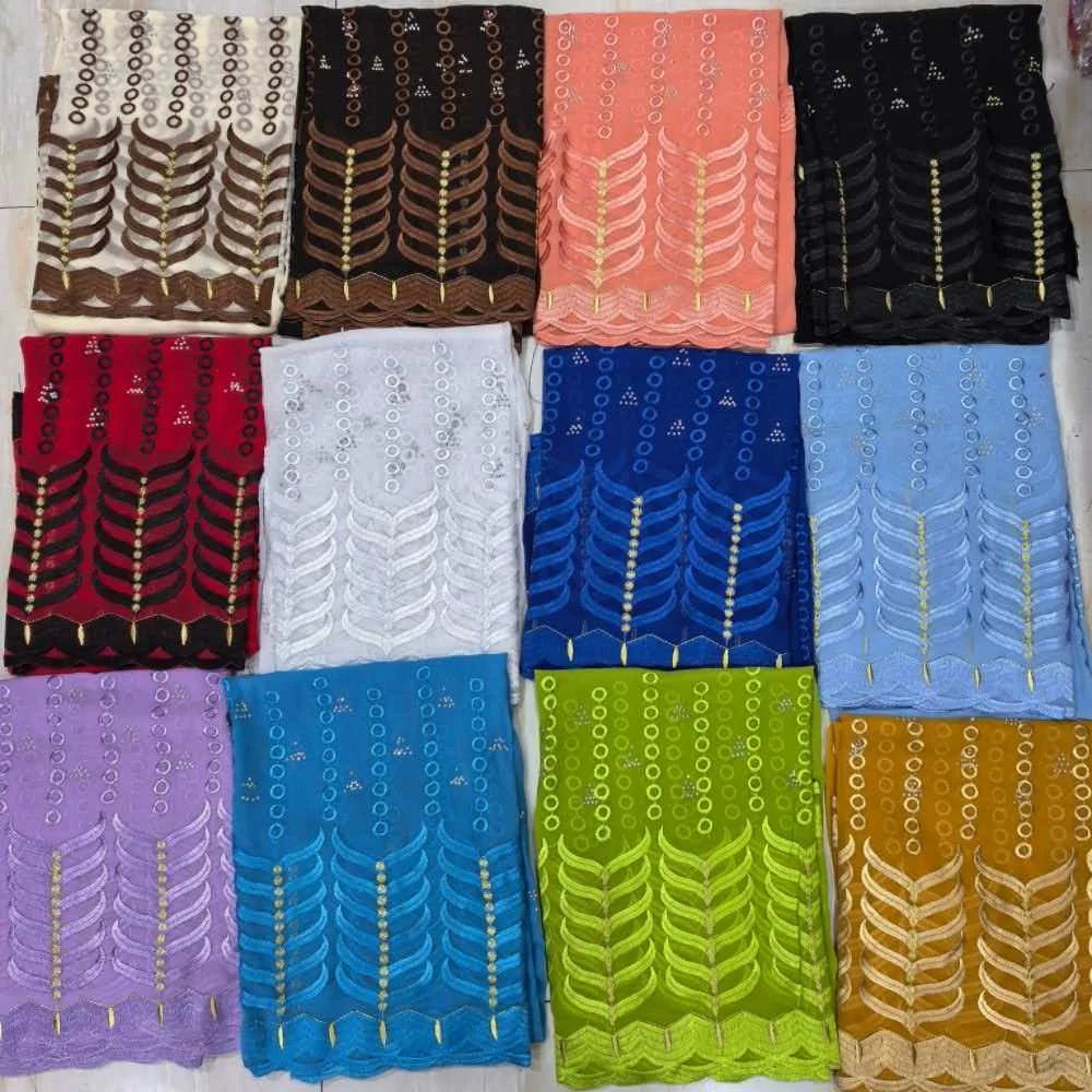 Écharpes en dentelle ethnique florale 2,2 m x 1,1 m, hijab en mousseline africaine coloré, nouveaux châles ethniques pour musulmanes, prix d'usine, vente en gros, pas cher