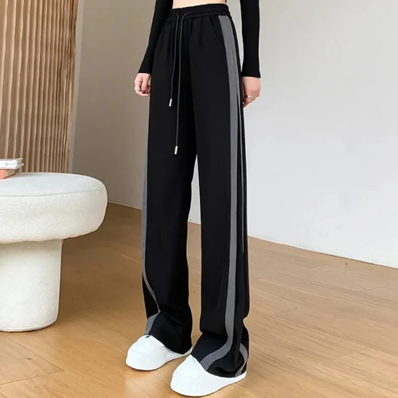Pantalon de dehors Décontracté pour Femme, Baggy Confortable, Jambes Larges, Droites, Mode Fjfemale, Taille Haute, Été