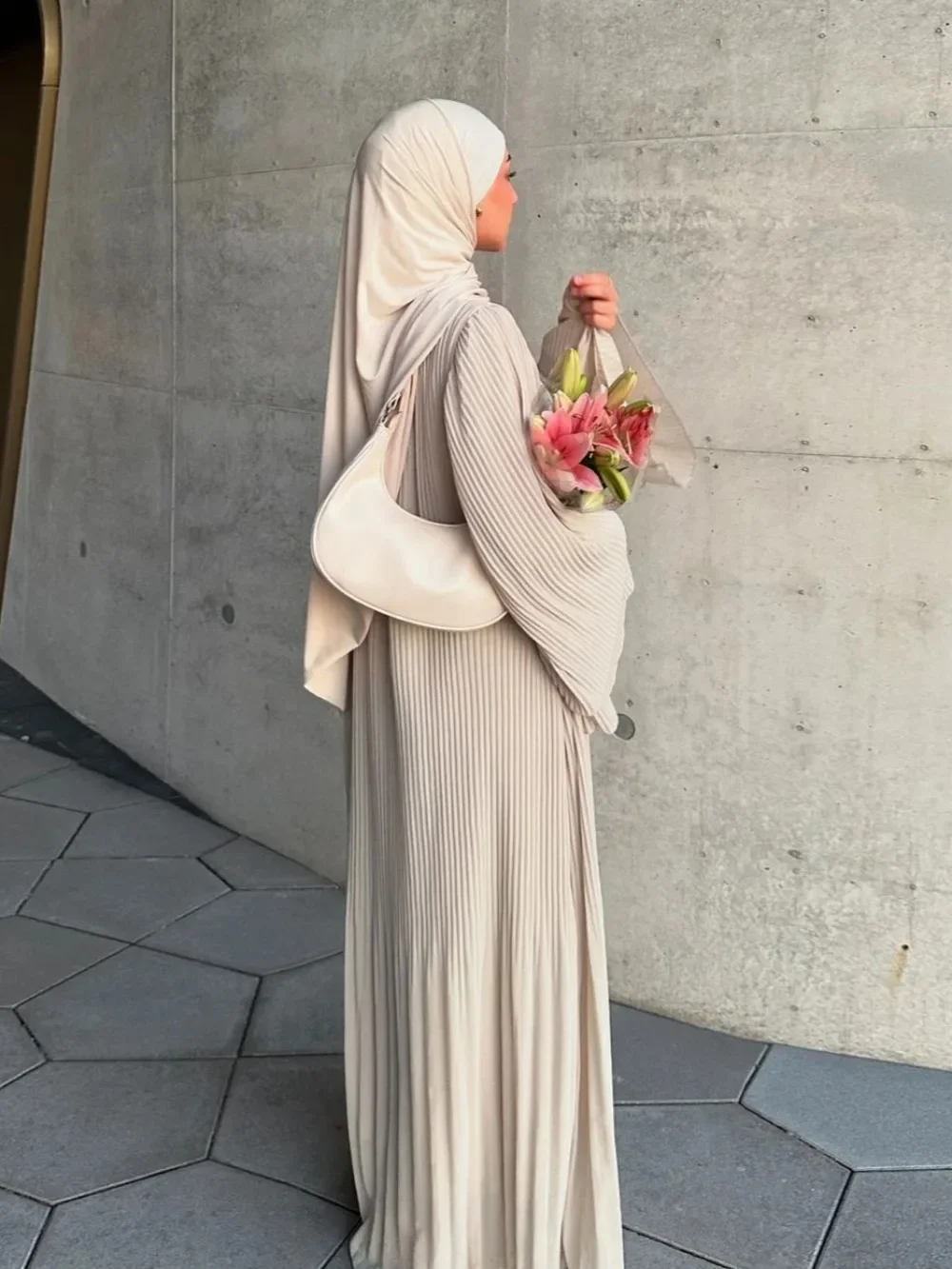 Robe musulmane Eid pour femmes, manches évasées plissées, Kaftan Jalabiya, Robe longue arabe, Ramadan marocain, dubaï Abayas, 2024