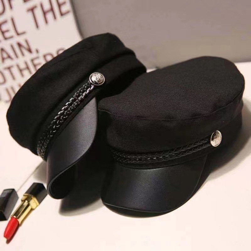 Bérets Militaires Noirs d'Hiver pour Femme, Chapeau pio de l'Armée, de Peintres, de Voyage, pour Fille