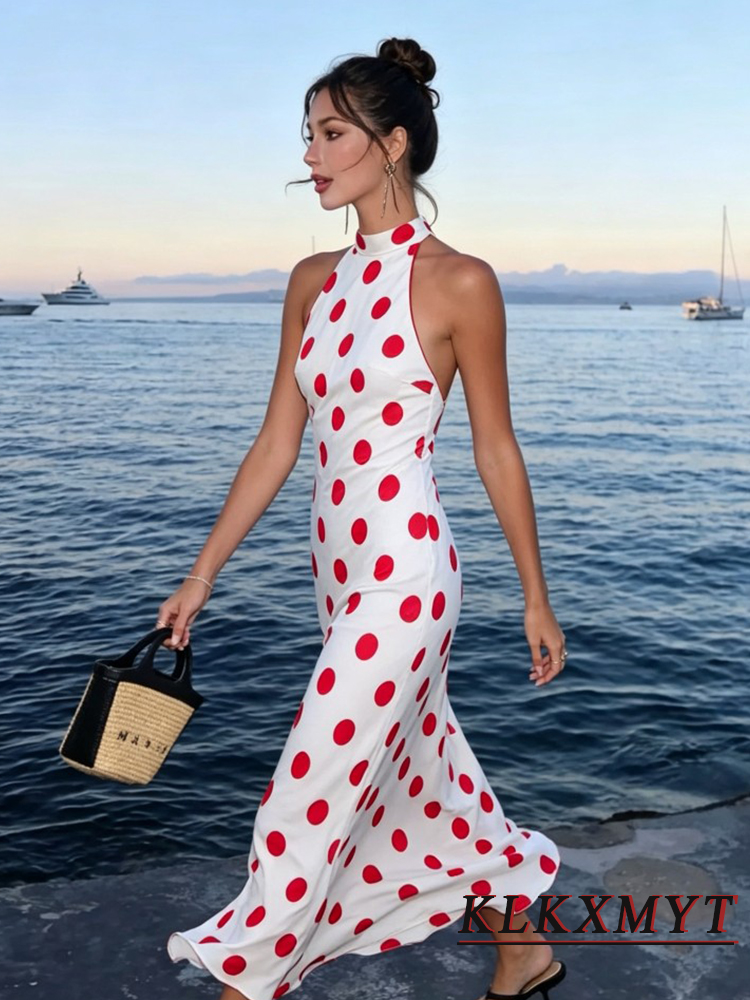Nouvelle Robe Halter Chic et Élégante pour Femme, Sexy, Dos Nu, Sans Manches, avec Nœud et Lacets, Idéale pour l'Été et les Cérémonies de Remise des Diplômes