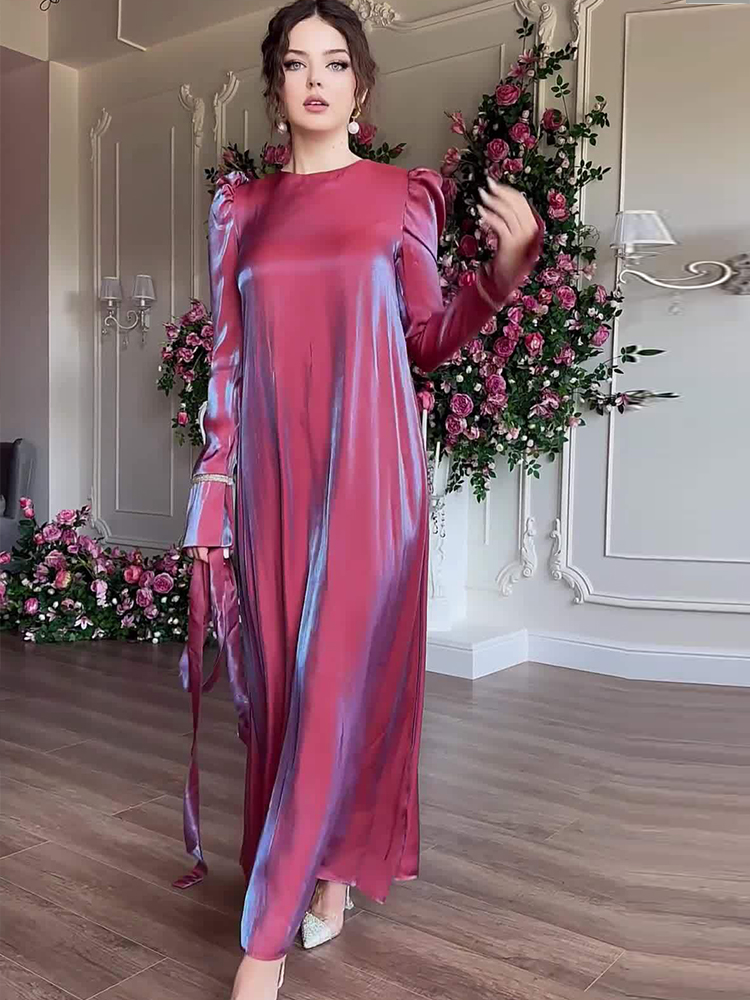 Robe longue à lacets pour femmes musulmanes, Abaya, Maroc, Robe de soirée, Ramadan, Kaftan, Islam, Robe éducative, Robe large, Robe soyeuse, Eid Dubai, 2024