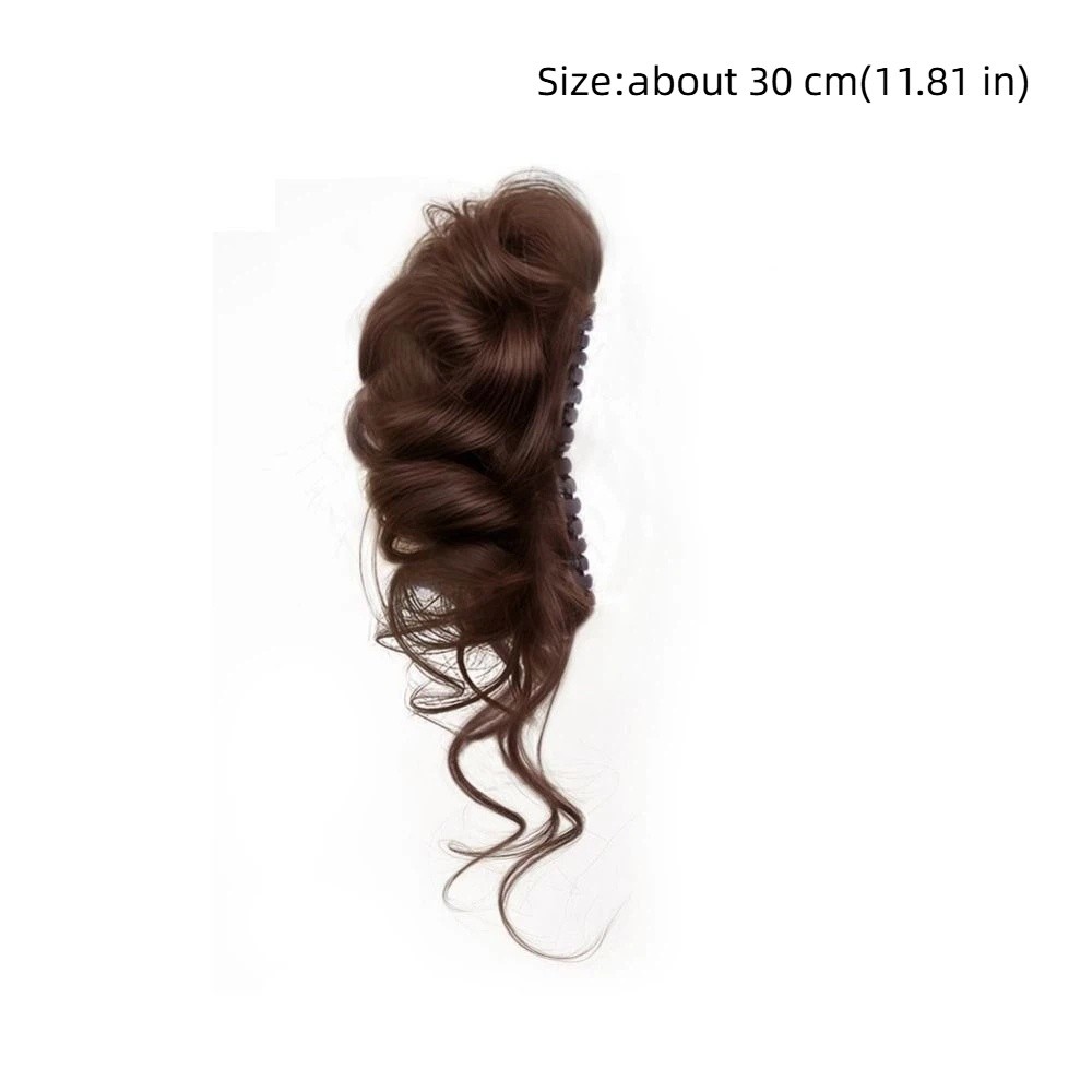 Nouvelle pince à chignon en cheveux synthétiques, grande pince à cheveux bouclés, perruque chignon marron moelleux, accessoires capillaires