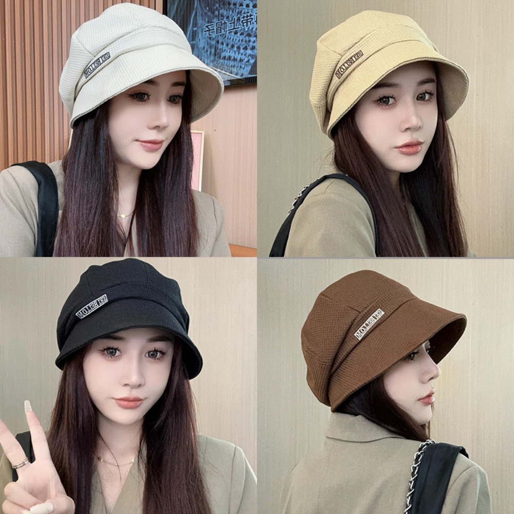 Nouvelle casquette à visière courte en coton pour femme, grande taille, couleur unie, chapeau de soleil