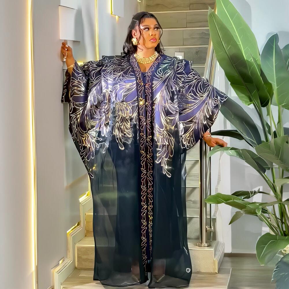 Robe africaine de luxe brodée avec foulard en strass, lingerie pour femmes, mode boubou, nouvelle arrivée