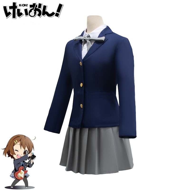 Costume de cosplay K-ON Hirasawa Yui, uniforme scolaire japonais pour filles, robe JK, manteau, tenue de carnaval Kawaii pour femmes, Halloween