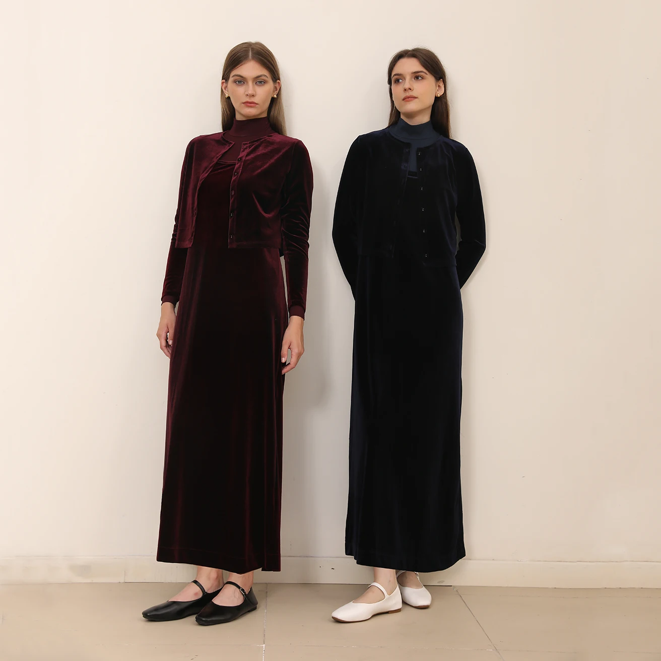 I-2025-Robe cardigan et bretelles en velours pour femme, vêtements élégants pour femme, lit en deau, chemise modale personnalisée, trois couleurs, automne et hiver