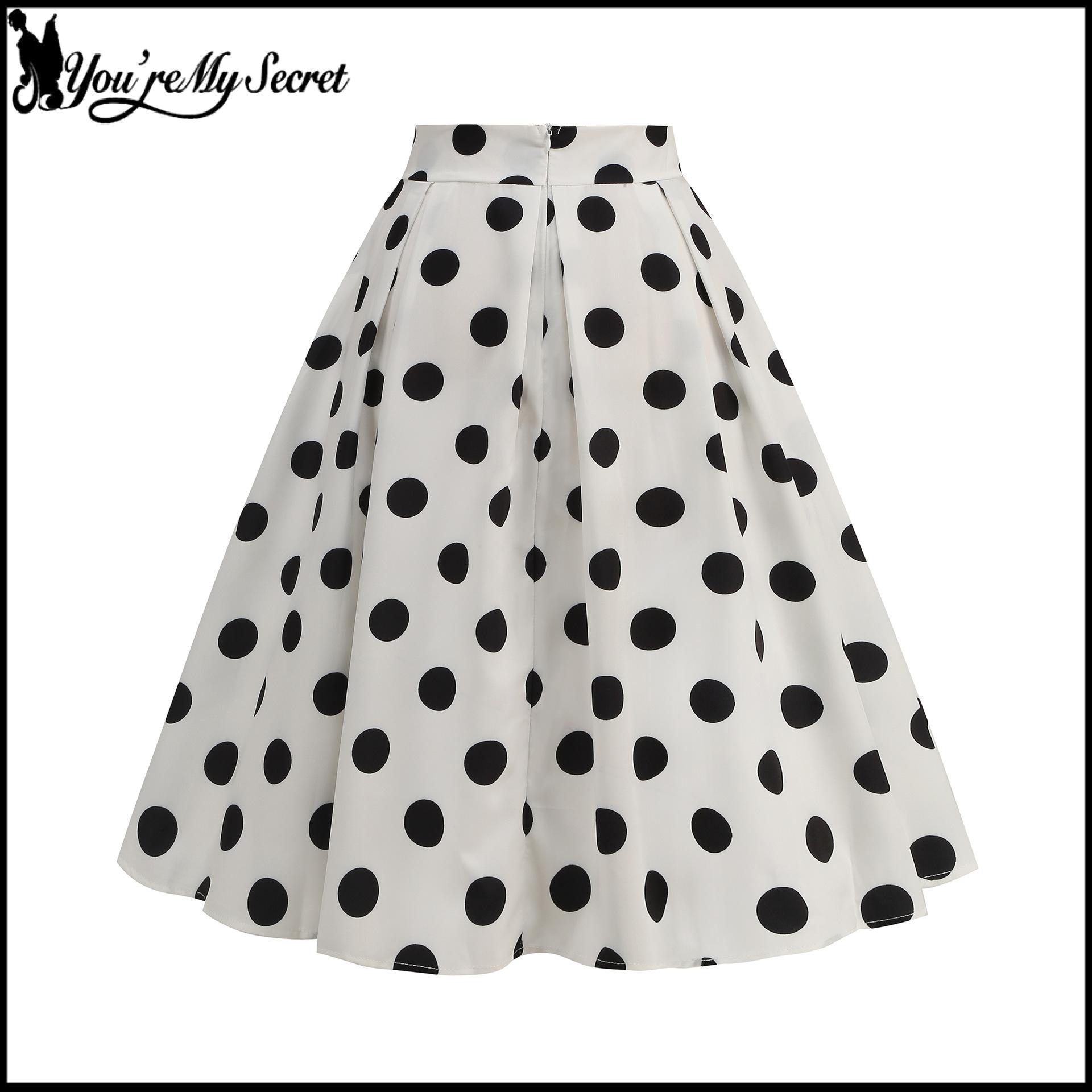 [You're My Secret] Jupe de fête années 50 et 60 pour femmes, jupe à pois rockabilly, robe vintage pin-up, vêtements d'été pour femmes