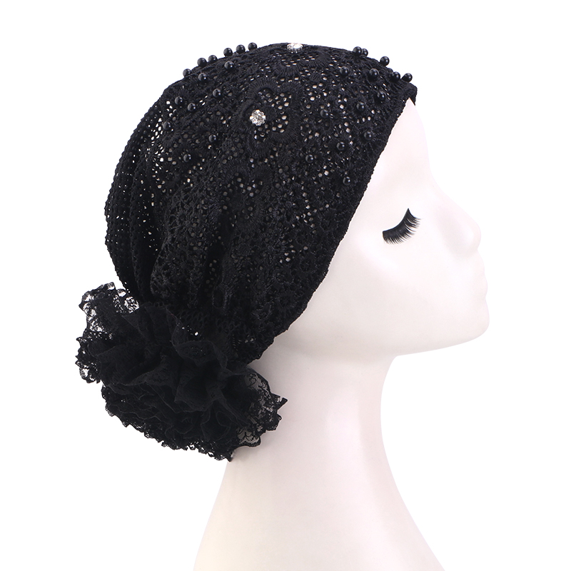 Nouveau élégant dentelle brodée florale perlée Turban chapeau musulman chimio casquette islamique chapeaux Bonnet prêt à porter femme bandeau