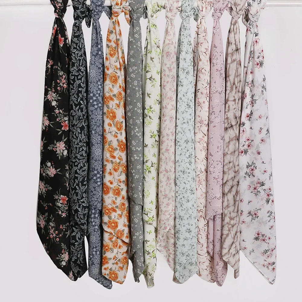 Foulard Hijab à Imprimé Floral pour Femme Musulmane, Châle de Grande Taille, Turban de Tête Ronde pour Sauna