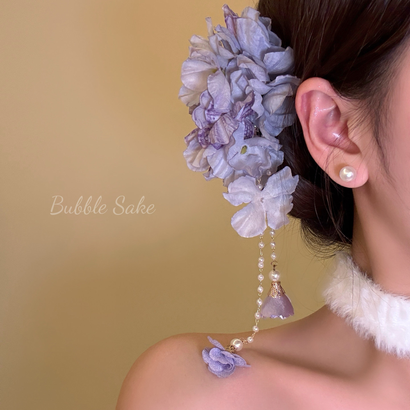 Pince à cheveux en tissu de soie pour mariage, avec gland d'hortensia, accessoire capillaire de style chinois traditionnel, bijou élégant