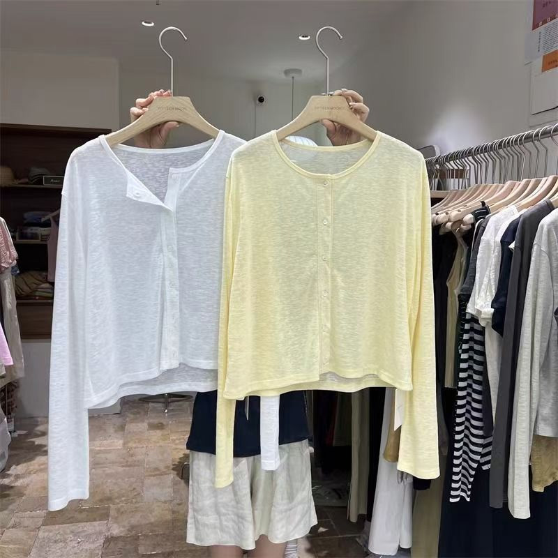 Femmes chemise à manches longues haut chemisier femme ample été Cardigan mince Sexy couleur unie chemise décontractée vêtements d'extérieur
