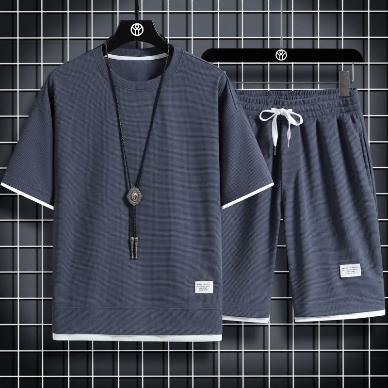 Vêtements de sport pour hommes, survêtement à la mode, t-shirts à manches courtes, Shorts, costumes 2 pièces, ensembles d'exercices de haute qualité pour hommes