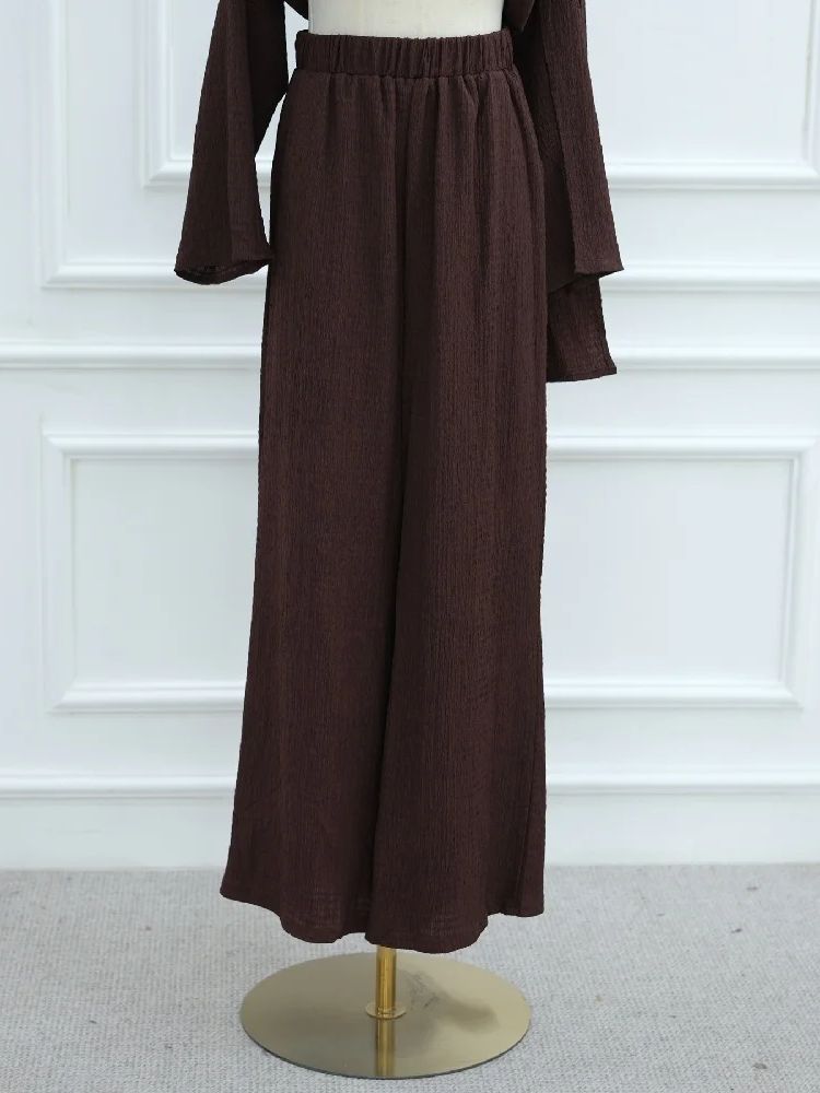 Abayas pour femmes plaine 2 pièces Abaya Damen dubaï hauts pantalon modeste ensemble musulman Islam Robe Caftan Marocain Femme Musulmane caftan