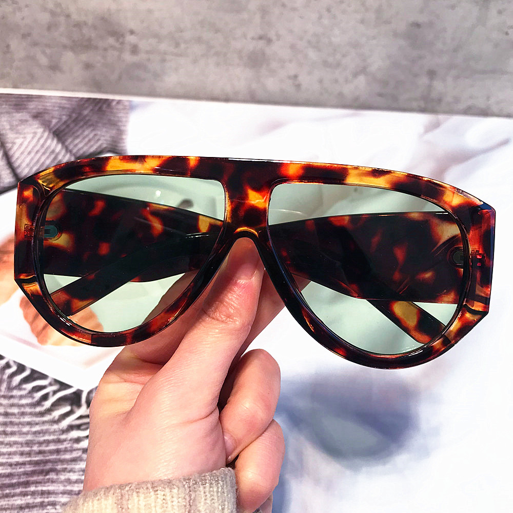 Nouvelles lunettes de soleil tendance pour femmes et hommes, style vintage, surdimensionnées, ovales, vert et marron dégradé, lunettes de soleil élégantes pour femmes, protection UV400