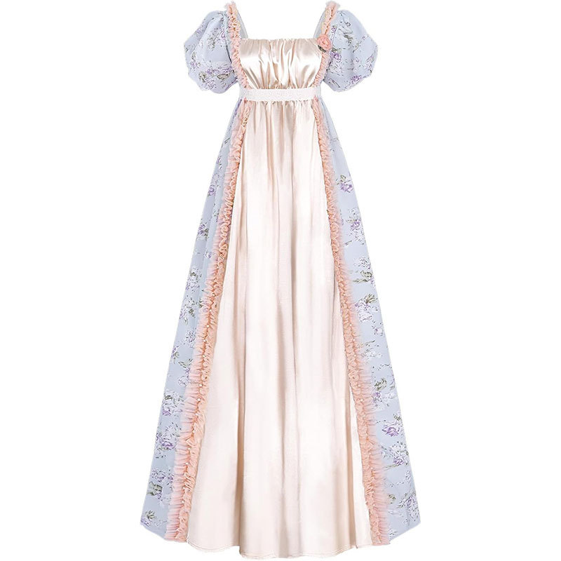 Robe de bal élégante de style médiéval victorien pour femme, taille haute, pour fête du thé, spectacle sur scène, costume d'Halloween ou de carnaval