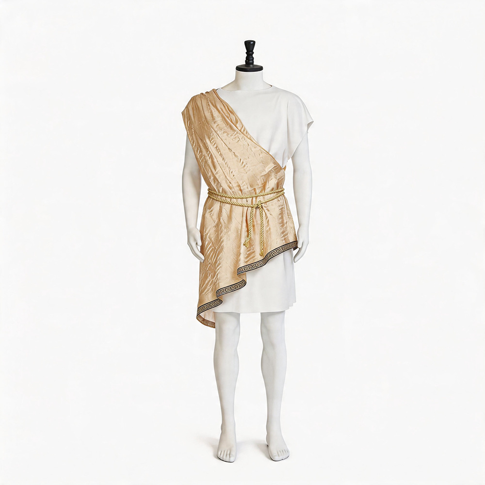 Costume de dieu grec antique pour homme, ensemble de robe dorée de César romain, tenue de cosplay pour Halloween, mythologie, dieu olympien, scène, fête