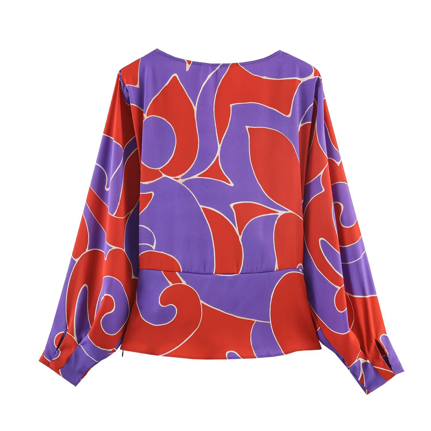 Nouvelle tenue de printemps 2026 pour femmes, style européen et américain, chemise à épaulettes rembourrées en soie imprimée, personnalisée et simple