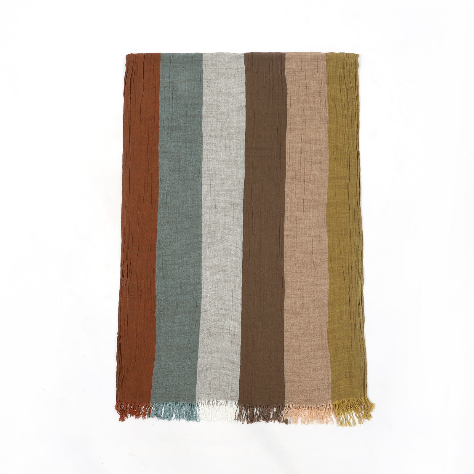 Écharpe en coton et lin patchwork rayée, style unisexe, châles ethniques chauds automne-hiver, écharpes courtes à pompons, foulards de voyage