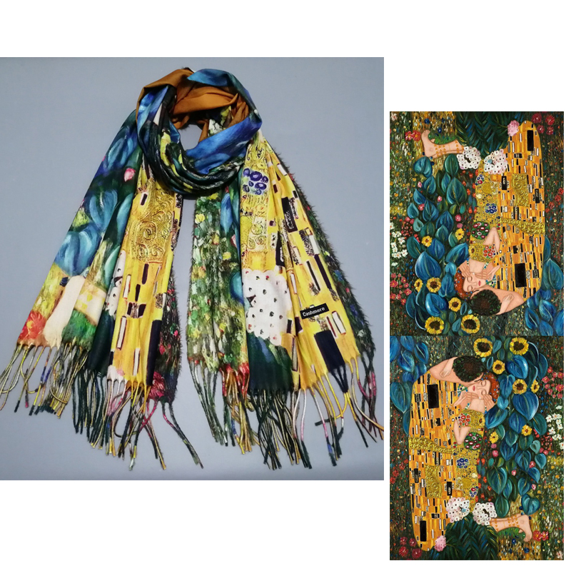 Gustav Klimt – écharpe en cachemire pour femme, châle Pashmina imprimé, idéal comme cadeau de noël ou de mariage