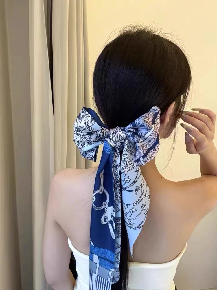 Écharpe bandeau imprimée tendance pour femme, cravate, sac avec ruban, écharpe en satin, écharpe ajustée pour femme, ceinture florale, 2025