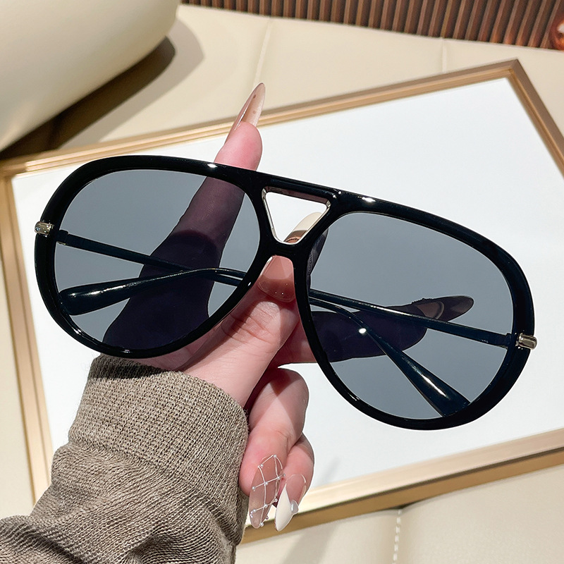 Lunettes de soleil oversize pilote 2026, nouveau modèle vintage à double pont, pour femme, design de marque de luxe tendance, protection UV400 pour l'extérieur