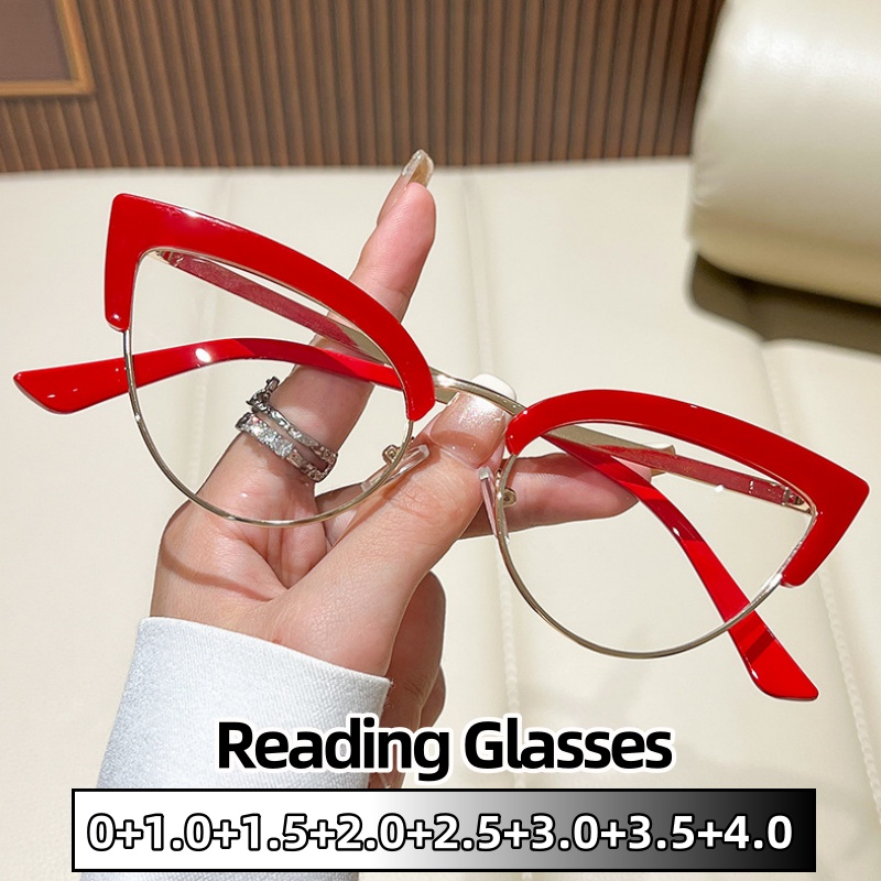 Lunettes de lecture œil de chat élégantes de luxe pour femmes, Protection des yeux HD, blocage de la lumière bleue, lunettes unisexes Ultra légères 0 à + 4.0