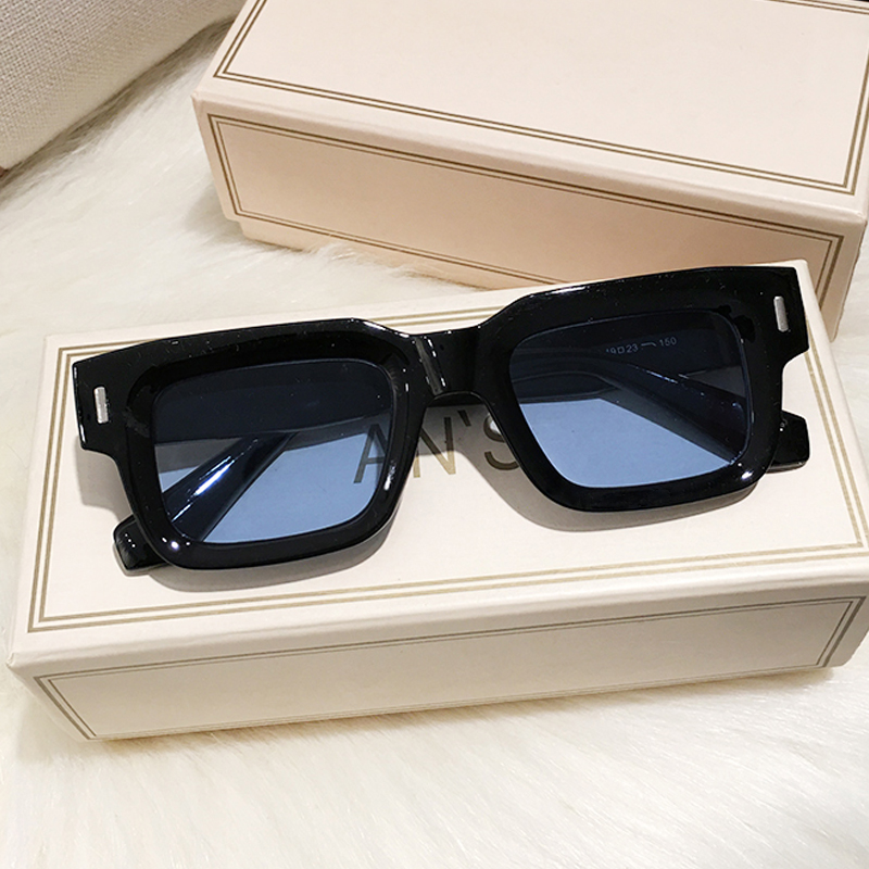 Marque Designer carré lunettes De soleil femmes hommes océan couleur nuances lunettes De soleil femme mode Rectangle Rivet Oculos De Sol
