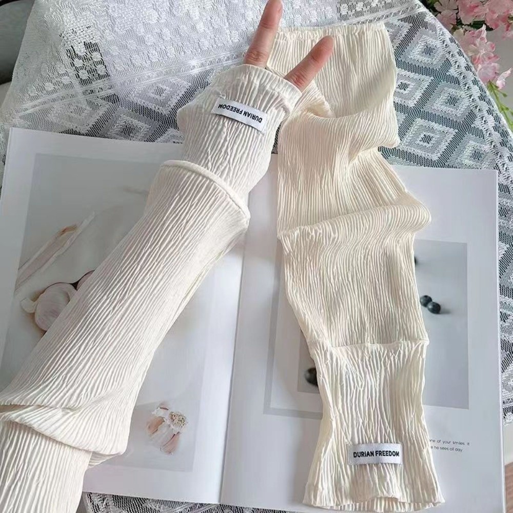 Manchon de bras d'été en soie glacée couleur unie, fin et ample, protection solaire, sans doigts, pour le cyclisme