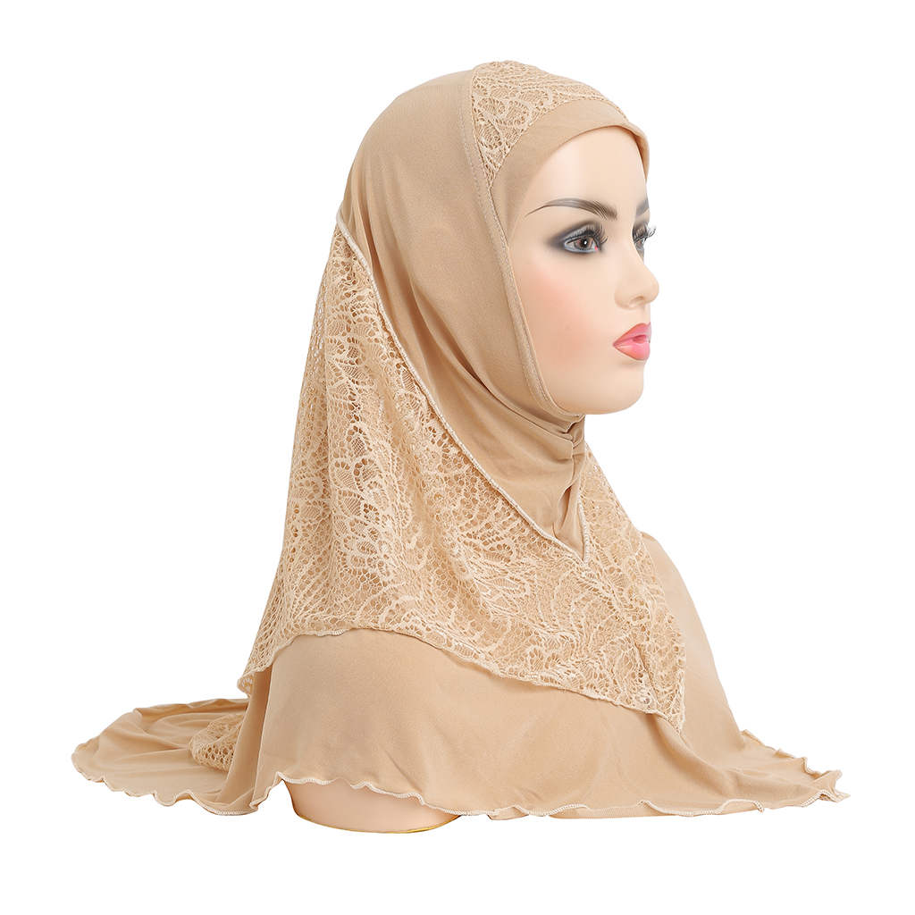 H126 Hijab de prière pour petites femmes ou grandes filles, taille moyenne 65*60cm, foulard musulman, chapeau islamique, couvre-chef Amira à enfiler.
